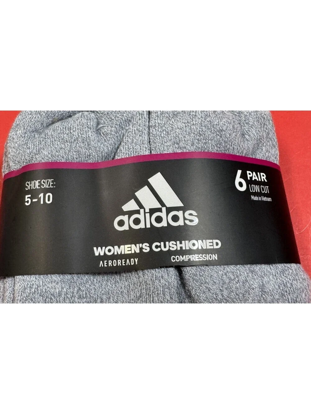 Adidas Aeroready Cushioned Low Cut Gray Socks 6 Pack Women's Size 5-10 NEW
